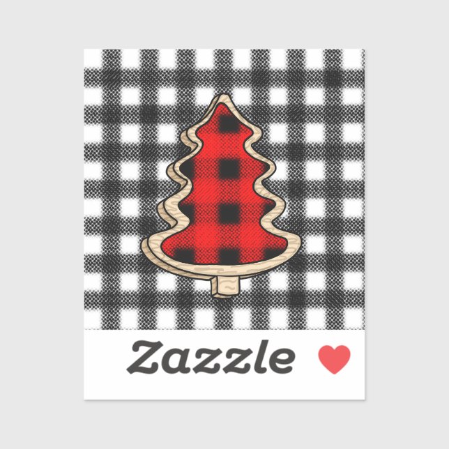 Sticker Buffalo Plaid, Red En vichy sapins de Noël (Feuille)
