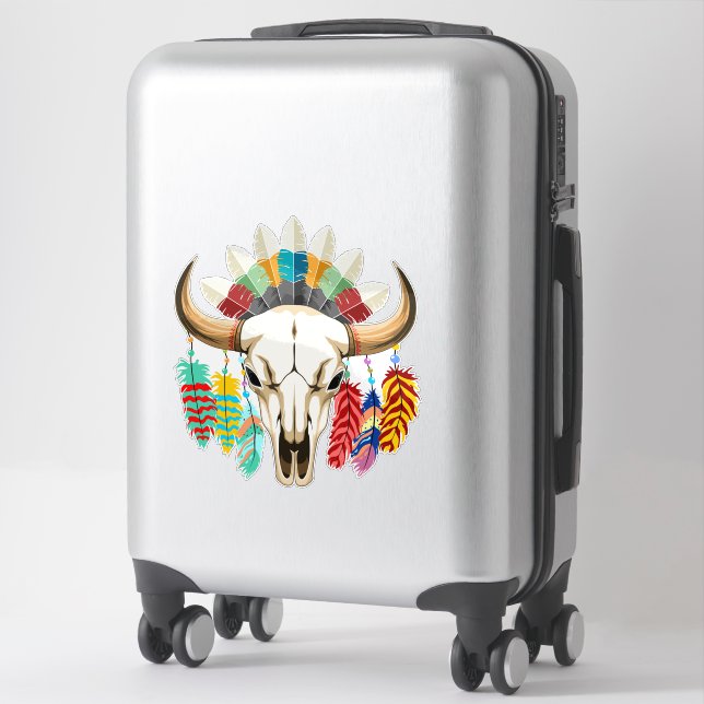 Sticker Buffalo Skull Native American Emblem (Sur valise)
