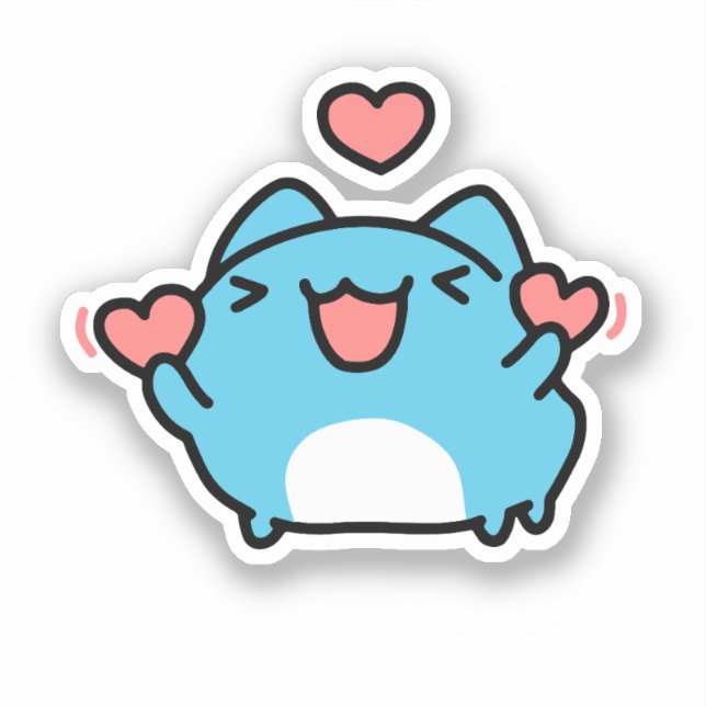 Sticker BugCat Capoo cat, Kawaii Comic Chat love (Recto)