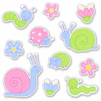 Sticker Bugs, escargots et fleurs colorés