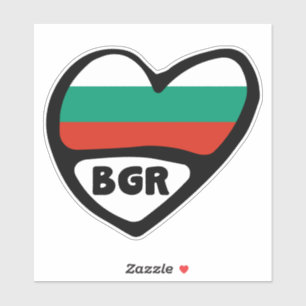 Sticker Bulgarie Code Pays Coeur Drapeau, BGR