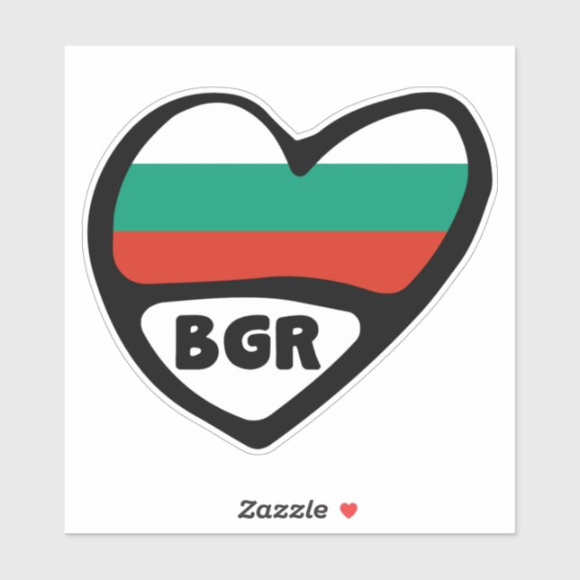 Sticker Bulgarie Code Pays Coeur Drapeau, BGR (Feuille)