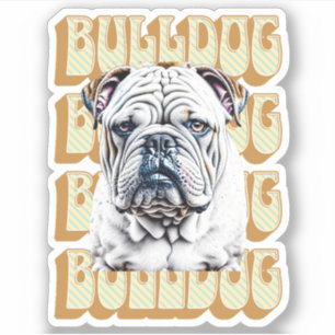 Sticker Bulldog anglais avec police rétro