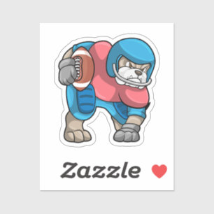 Sticker Bulldog au sport avec football et casque