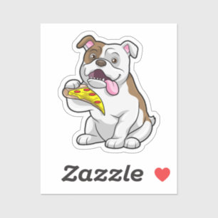 Sticker Bulldog avec morceau de pizza