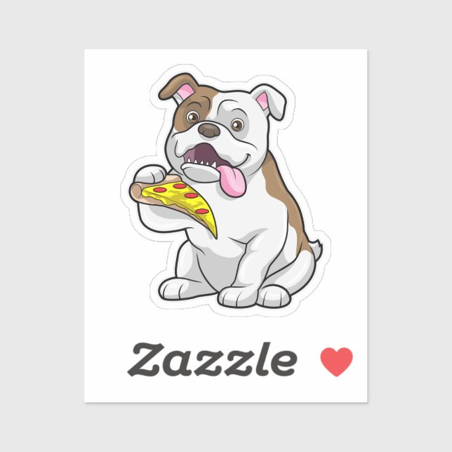 Sticker Bulldog avec morceau de pizza (Feuille)