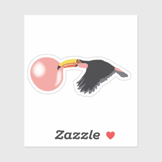 Sticker Bulle de gomme Toucan soufflante bulle (Feuille)