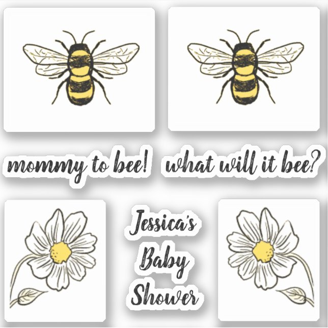 Sticker Bumble Bee Baby shower (Devant)