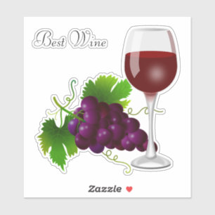 Sticker Bunch de raisins et verre de vin