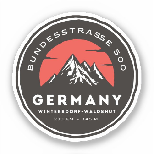 Sticker bundesstrasse 500, black forest german way b500 (Recto)
