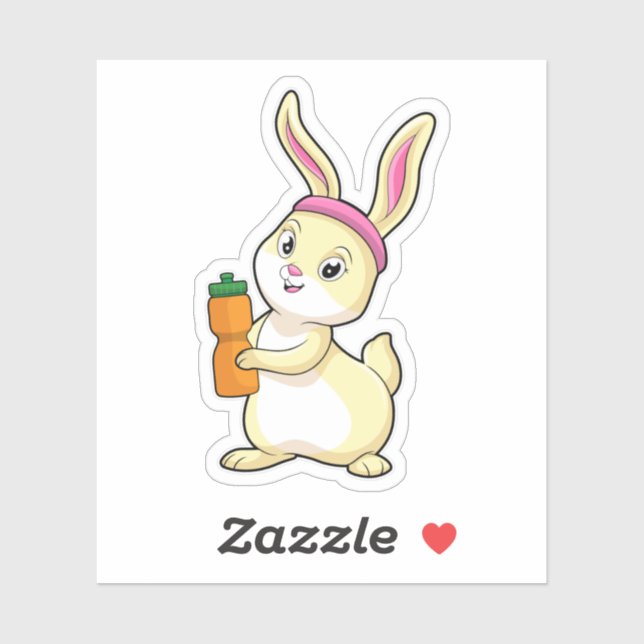Sticker Bunny at fitness with Drinking bottle (Feuille)