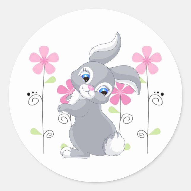 Sticker-Bunny Classic Round Sticker (Front)