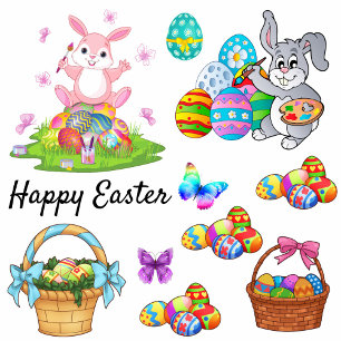 Sticker Bunny de Pâques Printemps Fêtes Coloré & Fun Fenêt