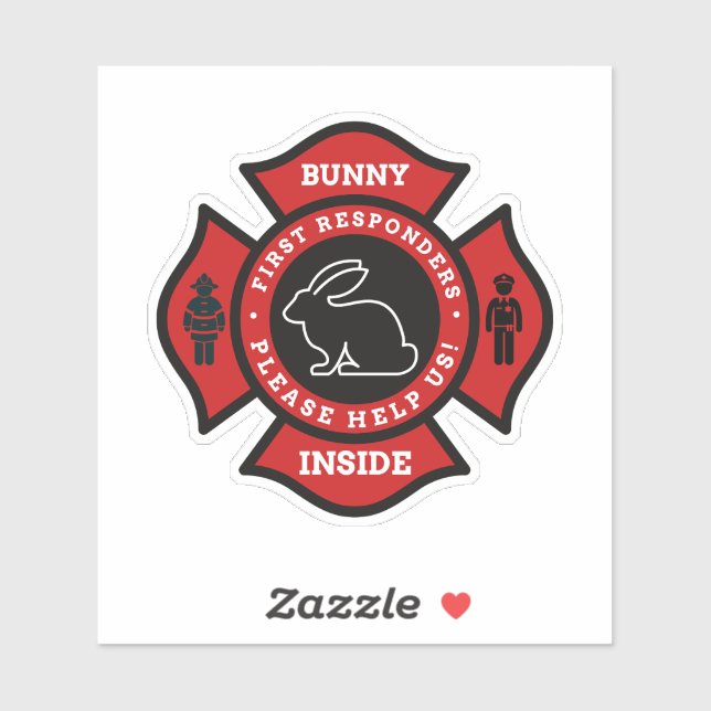 Sticker Bunny Inside Pet Alert for Fire Department (Feuille)