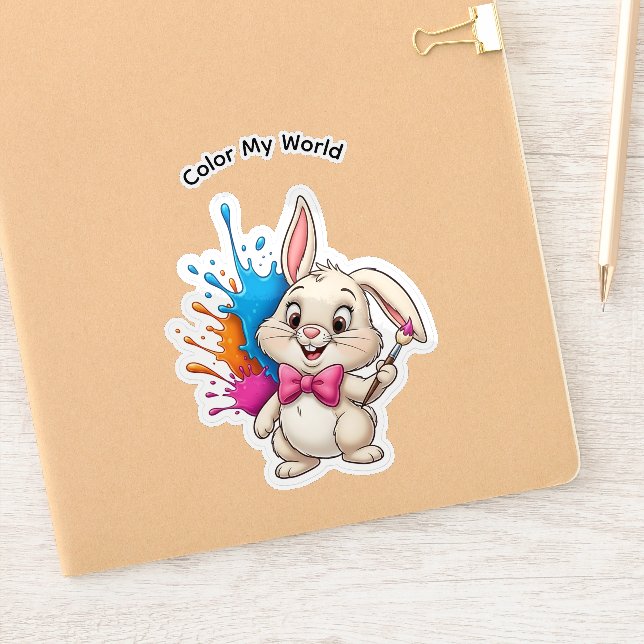 Sticker Bunny Peintre - "Color My World" (Carnet)
