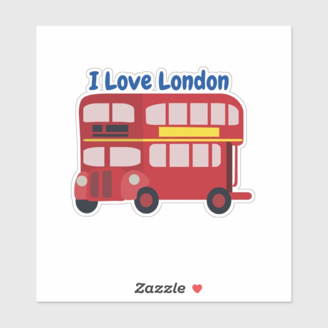 Sticker Bus rouge Londres Double Decker (Feuille)