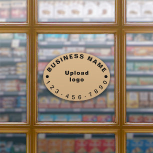 Sticker Business Phone on Light Brown Large Oval Vinyl