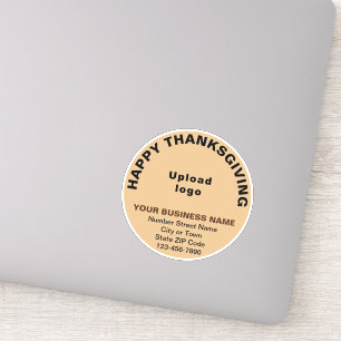 Sticker Business Thanksgiving Light Brown Rond Vinyle