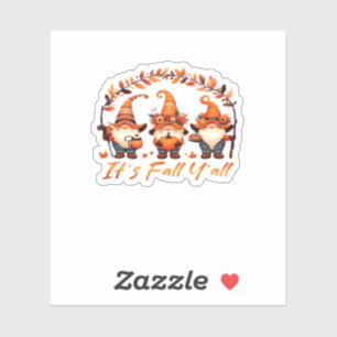 Sticker C’est automne Y’all Citrouille Gnome Autumn Tree F