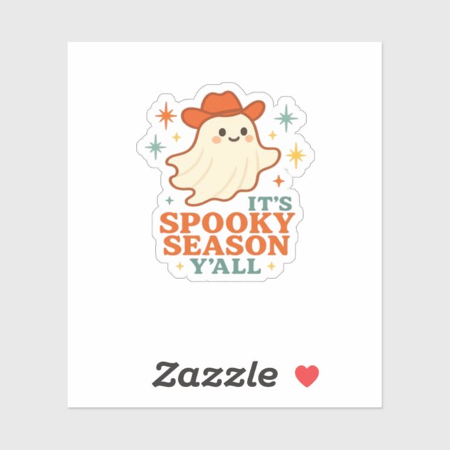 Sticker C’est la saison Éffrayante Y’all Cowboy Boo (Feuille)