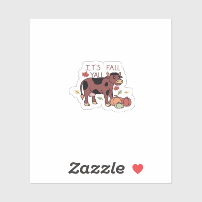Sticker C’est le style rétro de la vache Fall Y’all (Feuille)