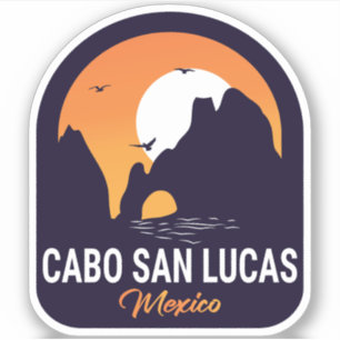 Sticker Cabo San Lucas Mexique Arch Retro Vintage Sunset