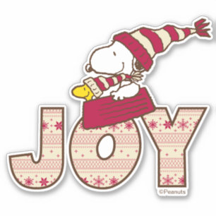 Sticker cacahuètes Snoopy & Woodstock Joy Sled Ride