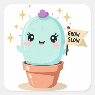 Sticker Cactus Croissance lente - Plan Pastel Kawa