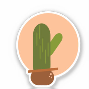 Sticker Cactus Moderne en Pot, Design Bohème
