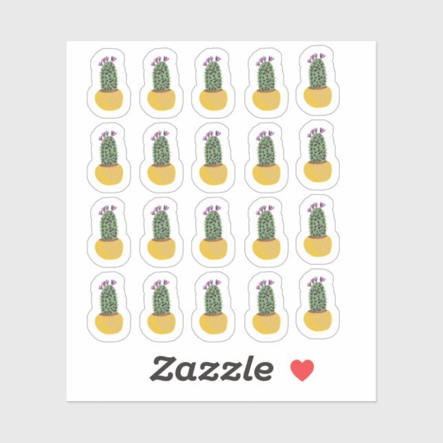 Sticker Cactus Plantes Cheetah Doodle Design (Feuille)