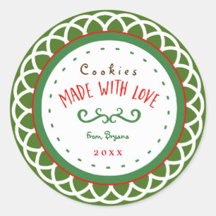 Sticker cadeau de Noël "Fabriqué avec amour"