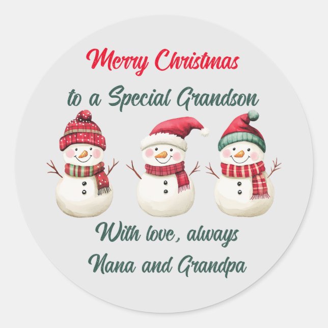 Sticker cadeau de Noël pour grand-fils (Devant)