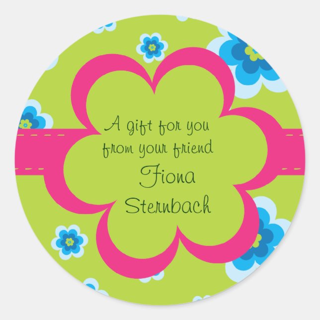 Sticker cadeau floral courbé (Devant)