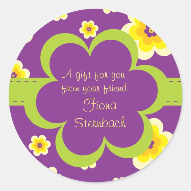Sticker cadeau floral courbé (Devant)