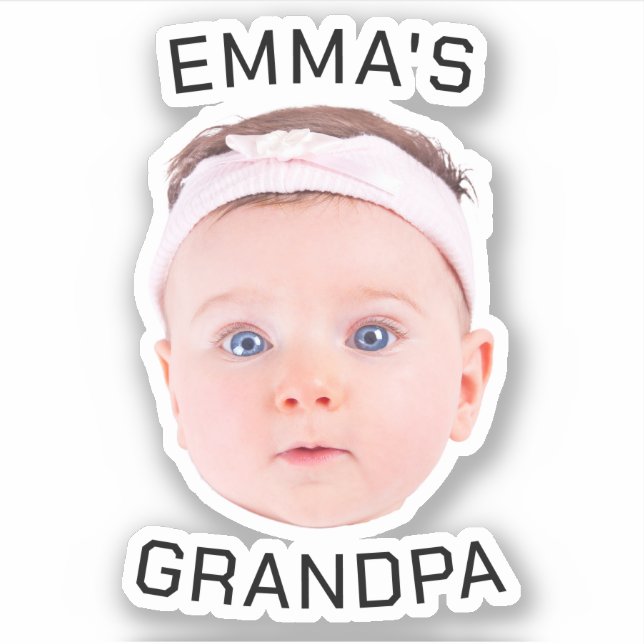 Sticker Cadeau grand-père, Visage bébé personnalisé, Cadea (Devant)