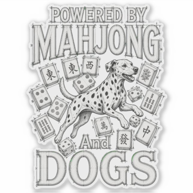 Sticker Cadeau pour les amateurs de Mahjong et de Dalmatie (Devant)