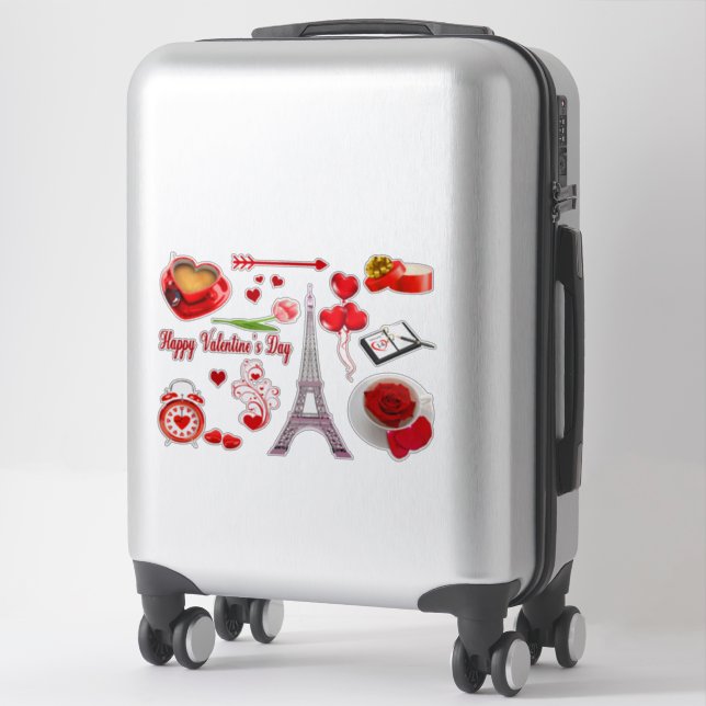 Sticker Cadeau romantique Heureuse Sainte-Valentin pour de (Sur valise)