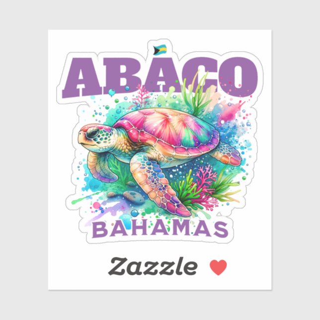 Sticker Cadeau souvenir Bahamas : Abaco Bahamas Sea Turtle (Feuille)