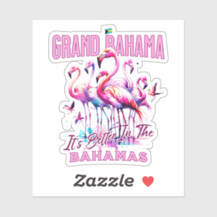 Sticker Cadeau souvenir Bahamas : Grand Bahama Flamant ros