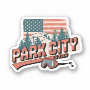 Sticker Cadeaux de montagne de Park City Utah Rétro Vintag