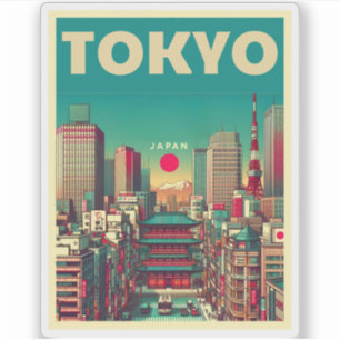 Sticker Cadeaux vintage de voyage à Tokyo Japon