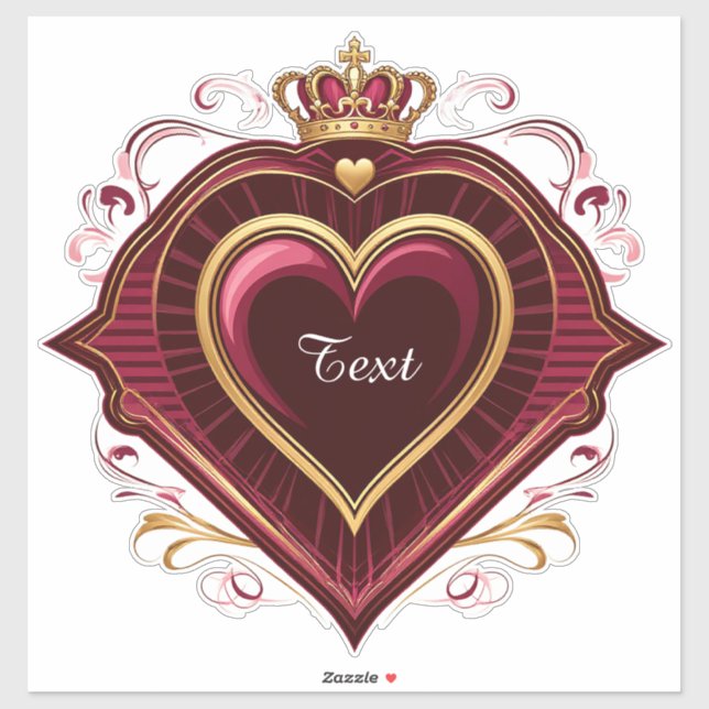 Sticker Cadre de cœur orné élégant avec couronne (Feuille)