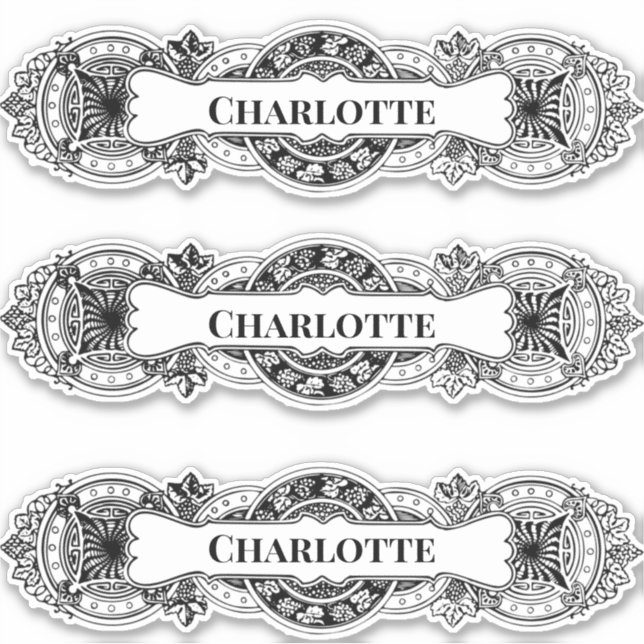 Sticker Cadre de nom baroque personnalisable (Devant)