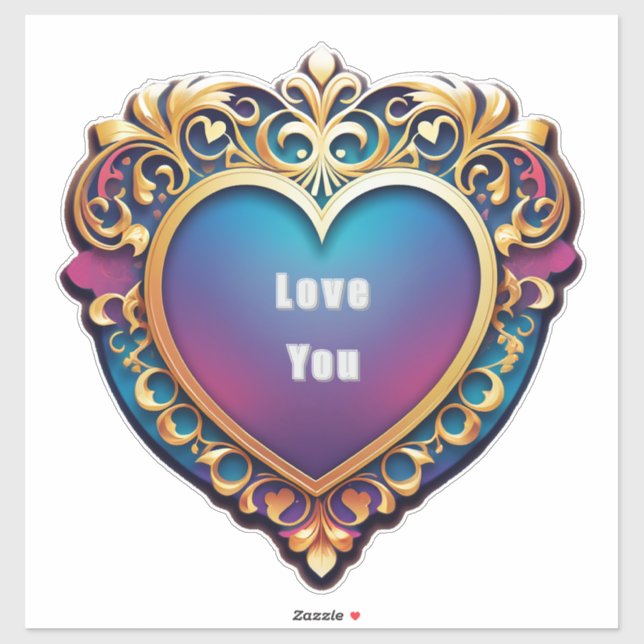 Sticker Cadre doré élégant avec motif de cœur orné (Feuille)