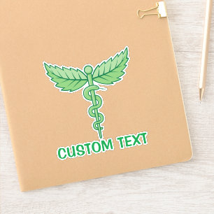 Sticker Caduceus avec Feuilles