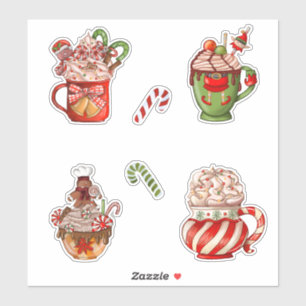 Sticker Café de Noël et crème fraîche dans de mignonettes