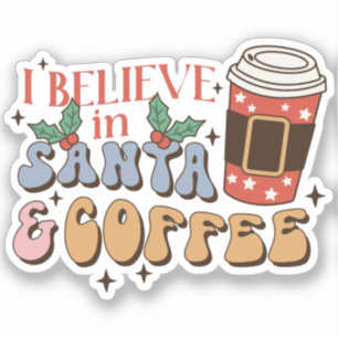 Sticker Café de Noël   Père Noël et café