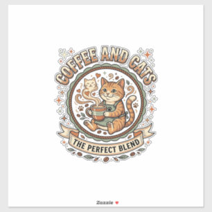 Sticker Café Et Chats Chat Café Art Vectoriel Vintage T-Sh