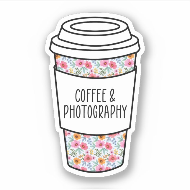 Sticker Café et photographie, Drôle cadeau photographe (Devant)