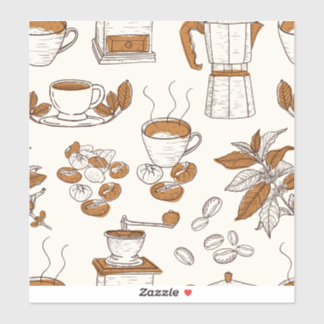 Sticker Café motif et matières premières